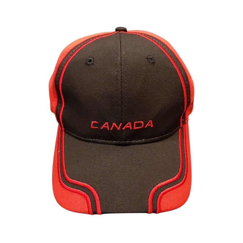 Canada Red Black Adjustable Hat Unisex 100% Cotton Canadian Duty Free